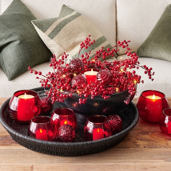 Pottery Barn Hammered Glass Votive Candle Holder Set of 3 Red - Picture 16 of 17